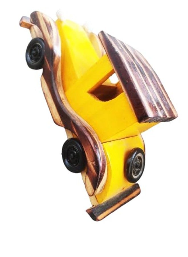 RAMADHARI CREATION Wooden Vintage Car Toy, Classic Design, Yellow and Brown, Handcrafted Channapatna Toys Wooden Push & Pull Along Toy Car for Kids, Boys Toy for 1 Year Old - Image 3